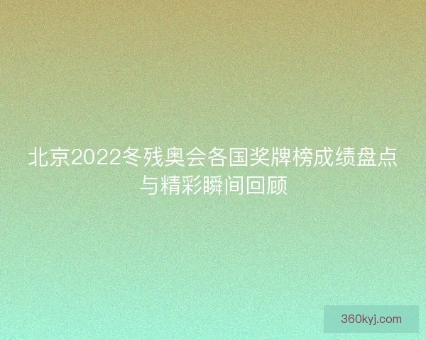 北京2022冬残奥会各国奖牌榜成绩盘点与精彩瞬间回顾